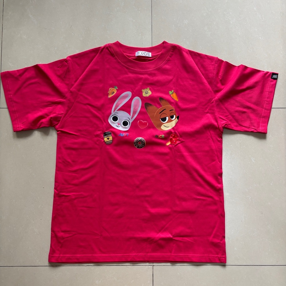 New Tshirt Pink Graphic Judy Hopps, Nick Wilde, Zootopia Unisex Adults L